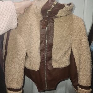 Brown and Tan Shearling Jacket